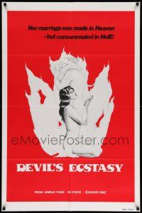 6y183 DEVIL'S ECSTASY 1sh '77 sexy artwork, her marriage was consummated in Hell!