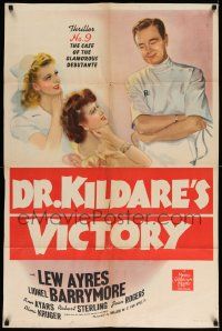 6y199 DR. KILDARE'S VICTORY 1sh '41 Lionel Barrymore, Lew Ayres, sexy nurse Ann Ayars!