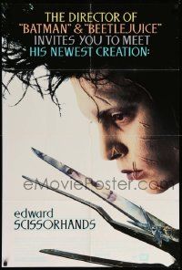 6y212 EDWARD SCISSORHANDS DS 1sh '90 Tim Burton classic, scarred Johnny Depp & Winona Ryder!