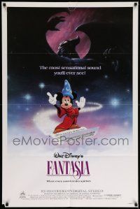 6y235 FANTASIA 1sh R85 Mickey from Sorcerer's Apprentice & Chernabog from Night on Bald Mountain!