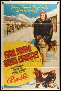 6y279 GIRL FROM GOD'S COUNTRY 1sh '40 artwork of Jane Wyatt with German Shepherd in Alaska!