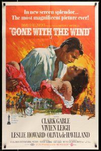 6y289 GONE WITH THE WIND 1sh R68 Clark Gable, Vivien Leigh, de Havilland, classic Terpning art!