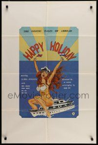 6y304 HAPPY HOLIDAY 24x36 1sh '79 the erotic tales of abroad, great sexy artwork!