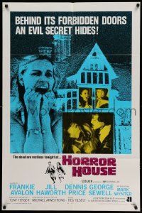 6y346 HORROR HOUSE 1sh '70 behind its forbidden doors an evil secret hides, the dead are restless!