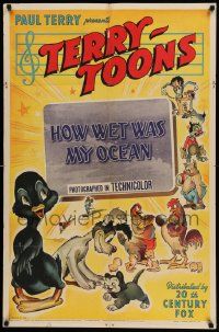 6y354 HOW WET WAS MY OCEAN stock 1sh '40 Terry Toons, Paul Terry, great animation images!