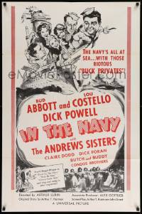 6y371 IN THE NAVY military 1sh R50s Bud Abbott & Lou Costello as sailors & the Andrews Sisters!