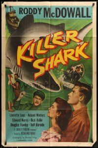 6y410 KILLER SHARK 1sh '50 Roddy McDowall, directed by Budd Boetticher, cool art!