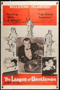 6y435 LEAGUE OF GENTLEMEN 1sh '60 Jack Hawkins, gangsters, Basil Dearden directed!