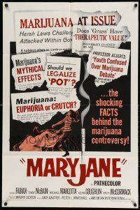6y479 MARYJANE 1sh '68 AIP, marijuana, drugs, Fabian, Teri Garr, the shocking facts!