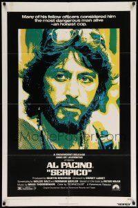 6y716 SERPICO 1sh '74 great image of undercover cop Al Pacino, Sidney Lumet crime classic!