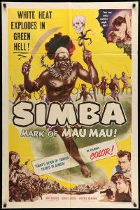6y741 SIMBA style A 1sh '55 Dirk Bogarde, Virginia McKenna, white heat explodes in green hell!