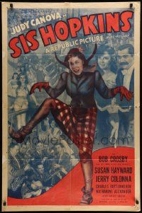 6y747 SIS HOPKINS 1sh R40s Judy Canova goes to the big city to meet her rich relatives!