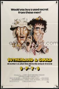 6y768 SPYS 1sh '74 wacky cartoon art of Elliott Gould & Donald Sutherland!