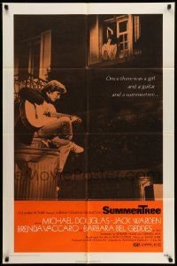 6y816 SUMMERTREE 1sh '71 Michael Douglas plays guitar serenading Brenda Vaccaro in window!