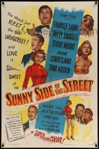 6y821 SUNNY SIDE OF THE STREET 1sh '51 Frankie Laine, Billy Daniels & Terry Moore!