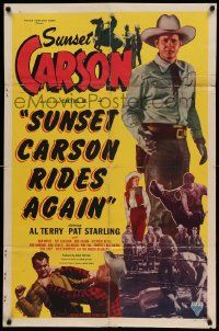 6y822 SUNSET CARSON RIDES AGAIN 1sh '48 Cactus Jr., great cowboy western images!