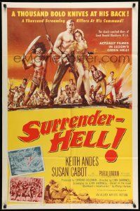 6y828 SURRENDER-HELL 1sh '59 the shock-filled diary of Lieutenant Donald Blackburn in WWII!
