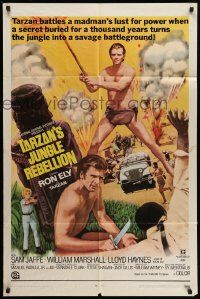 6y858 TARZAN'S JUNGLE REBELLION 1sh '70 Ron Ely in loincloth battles a madman's lust for power!