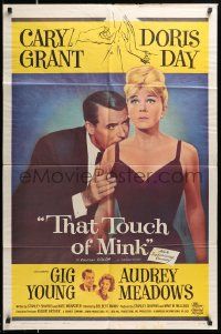 6y878 THAT TOUCH OF MINK 1sh '62 great close up art of Cary Grant & Doris Day!