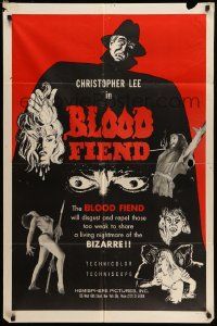 6y879 THEATRE OF DEATH 1sh '67 Christopher Lee will disgust and repel the weak, Blood Fiend!
