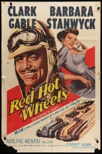 6y901 TO PLEASE A LADY 1sh R62 great art of race car driver Clark Gable & sexy Barbara Stanwyck!