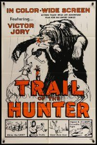 6y910 TRAIL OF THE HUNTER 1sh '70 Victor Jory, wild violent artwork of killer bear!