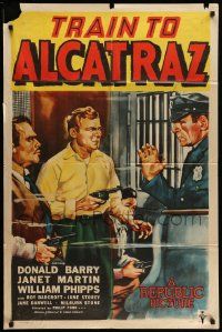 6y911 TRAIN TO ALCATRAZ 1sh '48 cool art of Don Red Barry in prison!