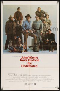 6y932 UNDEFEATED style A 1sh '69 great Civil War cast portrait with John Wayne & Rock Hudson!