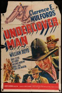 6y935 UNDERCOVER MAN style A 1sh '42 great artwork of William Boyd as Hopalong Cassidy!