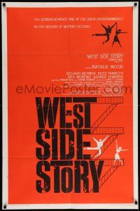 6y952 WEST SIDE STORY 1sh '61 rare 1961 pre-Awards one-sheet with classic Joseph Caroff art!