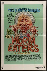 6y982 WORM EATERS 1sh '77 Ted V. Mikels gross-out classic, great wacky artwork by Green!