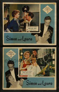 6z976 SIMON & LAURA 2 English LCs '55 great images of Peter Finch & Kay Kendall!