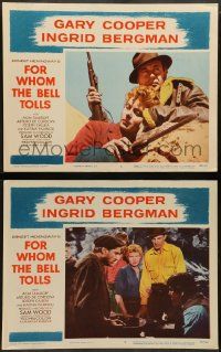 6z931 FOR WHOM THE BELL TOLLS 2 LCs R57 images of Gary Cooper & Ingrid Bergman, Hemingway!
