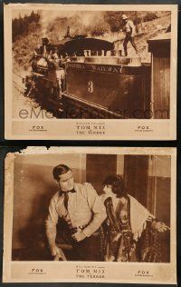 6z986 TERROR 2 LCs '20 Tom Mix, great image of train robbery and w/ Lucille Young!