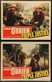 6z994 TRIPLE JUSTICE 2 LCs '40 great images of George O'Brien in western action!
