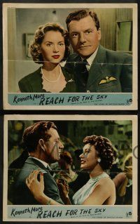 6z395 REACH FOR THE SKY 8 English LCs '56 cool images of pilot Kenneth More, w/ Muriel Pavlow!