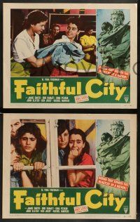 6z199 FAITHFUL CITY 8 LCs '52 the first great Israeli production, cool art of man with refugee boy!