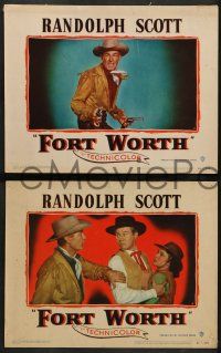 6z223 FORT WORTH 8 LCs '51 Randolph Scott in Texas, the Lone Star State was split wide open!