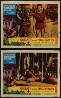 6z246 GOLIATH & THE SINS OF BABYLON 8 LCs '64 L'Eroe Piu Grande del Mondo, Mark Forest as Maciste!