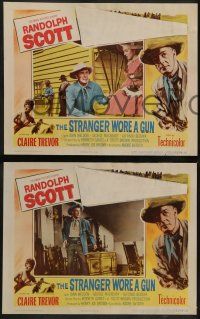 6z441 STRANGER WORE A GUN 8 3D LCs '53 cool images of cowboy Randolph Scott, sexy Claire Trevor!