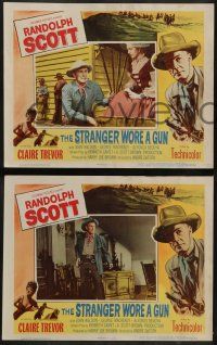 6z440 STRANGER WORE A GUN 8 2D LCs '53 cool images of cowboy Randolph Scott, sexy Claire Trevor!