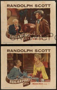 6z744 SUGARFOOT 5 LCs '51 cowboy Randolph Scott in western action & w/pretty Adele Jergens!