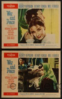 6z544 WAR & PEACE 8 LCs '56 Audrey Hepburn, Henry Fonda & Mel Ferrer, Leo Tolstoy epic!