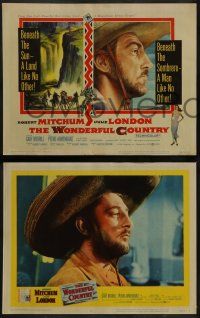 6z580 WONDERFUL COUNTRY 8 LCs '59 art of Texan Robert Mitchum in sombrero, Julie London!