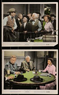 7a572 TEXAS LADY 3 color 8x10 stills '55 Claudette Colbert, Barry Sullivan, poker gambling images!