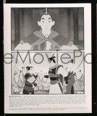 7a305 MULAN presskit w/ 9 stills '98 Walt Disney Ancient China cartoon, cool animated action!