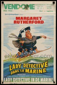 7b062 MURDER AHOY Belgian '64 art of Margaret Rutherford as Agatha Christie's Miss Marple!