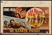 7b063 NAKED PREY Belgian '68 art of Cornel Wilde stripped and weaponless in Africa!