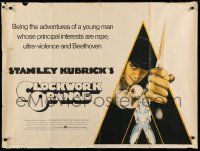 7b432 CLOCKWORK ORANGE British quad '72 Stanley Kubrick, Castle art of Malcolm McDowell!