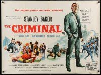 7b434 CRIMINAL British quad '60 Joseph Losey, cool art of tough guy Stanley Baker!